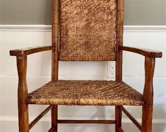 Item 93:  Vintage chair with woven seat and back - 24.25"l x 16"w x 42.5"h: $95 