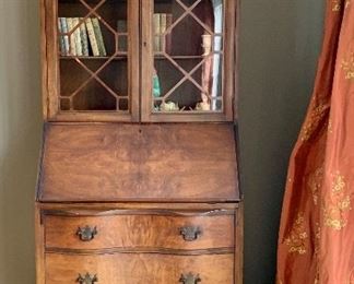 Item 78:  Slant front secretary desk with claw on ball feet and three drawers - 30.5"l x 16.5"w x 77.5"h:  $275