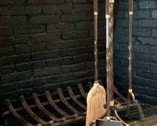 Item 265:  Palecek fireplace tools & grate:  $125