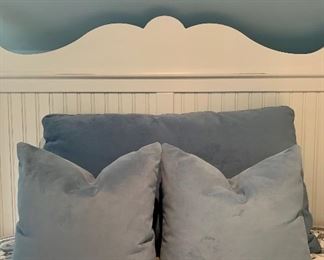 Item 377:  Set of 3 Love Sac Down Pillows  pillows along with the Duvet - smoky blue color:  $180