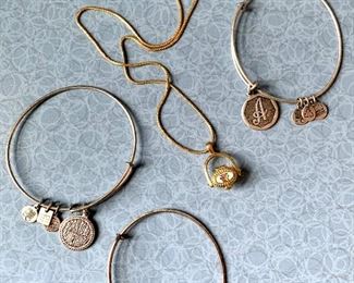 Item 277:  (3) Alex & Ani bracelets and a Nantucket basket necklace: $30
