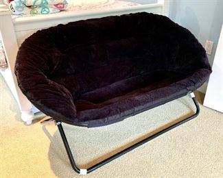 Item 116:  Black velvet sofa - 54"l x 16"w x 27"h:  $100