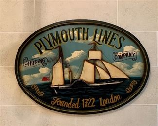 Item 285:  Heavy wooden Plymouth Lines Plaque $58.00