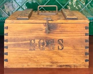 Item 128:  Arhaus Furniture egg box - 14"l x 9.75"w x 9"h:  $50