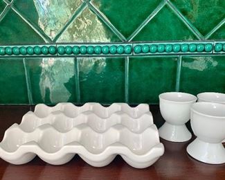 Item 291:  Egg tray and (3) egg cups:  $14