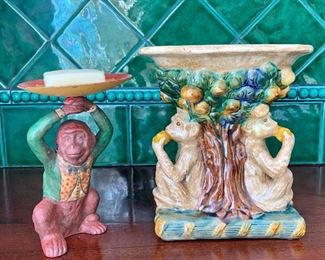 Item 163:  Monkey soap holder & decorative dish:  $26                         Tallest - 7.5": $34 (SOLD)