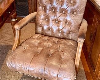 Item 167:  Ethan Allen leather office chair - 23.5"l x 18"w x 38"h:  $195