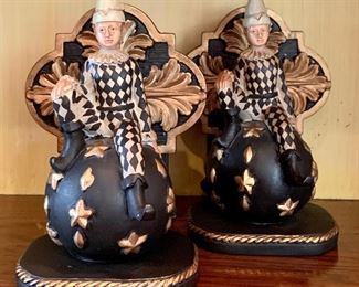 Item 184:  Harlequin Court Jester Bookends- 8.5":  $38