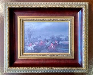 Item 473:  Framed Fox Hunt Print - 13.5" x 11.5":  $95.00