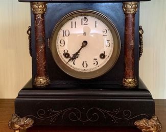 Item 187:  Antique Waterbury Clock - 11"l x 6.75"w x 11"h:  $145
