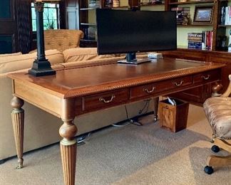 Item 168:  Ethan Allen leather top desk - 65.75"l x 33"w x 29.75"h:  $350