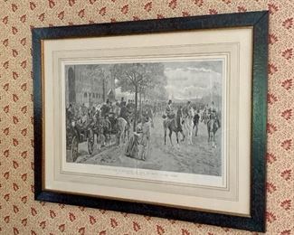 Item 172:  "Waiting for a Glimpse of Her Majesty, Hyde Park" - 28.75" x 21.75": $ 75.00