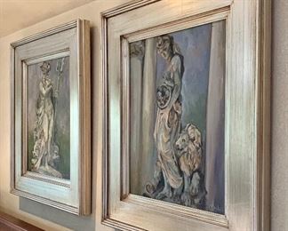 How the oil paintings look hanging together.