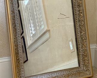 Item 203:  Mirror with rubbed gold gilt - 18.5"l x 2"w x 21.5"h:  $95