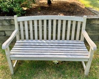 Item 217a:  Teak bench - 51.25"l x 21"w x 35"h:  $250 each for the shorter one (we have one more)