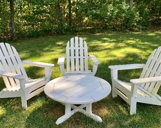 Item 102:  TABLE IS SOLD                                                           Item 142:  L.L. Bean Adirondack all-weather chairs - 29"l x 19.25"w x 35.5"h (We have 7!):  $200/each   CHAIRS ARE PENDING PAYMENT                                                          
