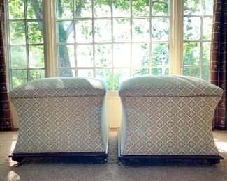 Item 223:  (2) Lee Joffa Design Center storage ottomans - 23"l x 23"w x 18.5"h:  Pair $525