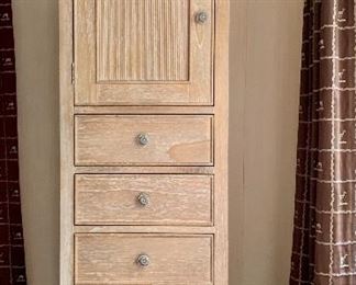 Item 224:  Arhaus Furniture Pearson Lingerie Chest jewelry storage - crafted from sustainably grown Mindi Wood - 21.25"l x 19.5"w x 69"h:  $650