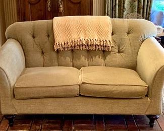 Item 233:  Domain loveseat - 64"l x 22.5"w x 35.5"h: $425                                                                                                  Pottery Barn Throw: $25