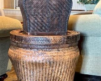 Item 255:  Wicker basket with latching lid - 14.5" x 15":  45.00 (The basket on the bottom is already sold!)