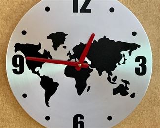 Item 326:  Chrome clock - 12" x 12":  $14