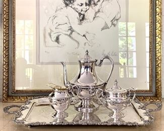 Item 483:  Serving set with tray, teapot, creamer & sugar:   $165