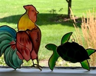 Item 365:  Chicken & sea turtle stained glass:  $10