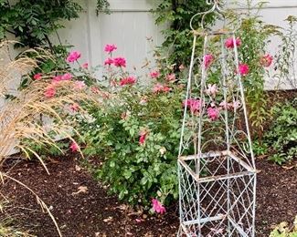 Item 424:  Wire trellis with bird finial - comes in 3 pieces- 57":  $65