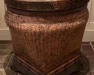 Item 237:  Rice barrel end table - 21" x 23":   $95.00                    