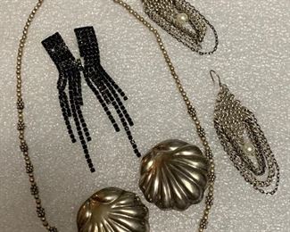 Item 458:  Lot of (3) pairs of earrings and (1) necklace:  $25