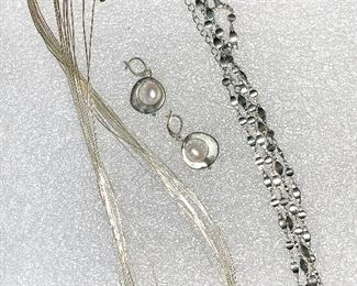 Quick Silver necklace, earrings and another pretty necklace! $35