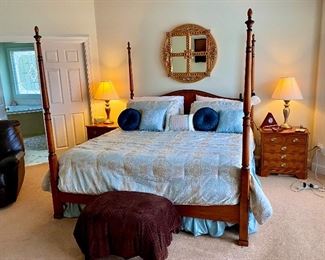 Drexel Yorkshire Yew wood banded ebony king bedroom set 
King size bed, dresser, highboy, 2- Nightstands