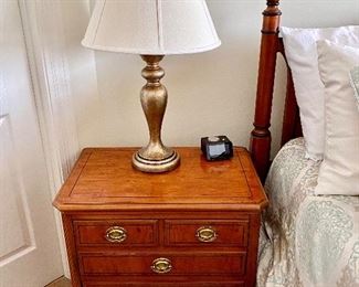 Drexel Yorkshire Yew wood banded ebony king bedroom set 
King size bed, dresser, highboy, 2- Nightstands