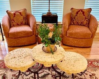 Club chairs and nesting table