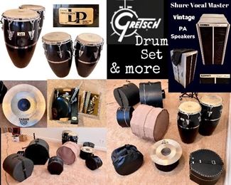 Professional Drums, band Equipment, Gretsch Drum set, cymbals, musical instruments