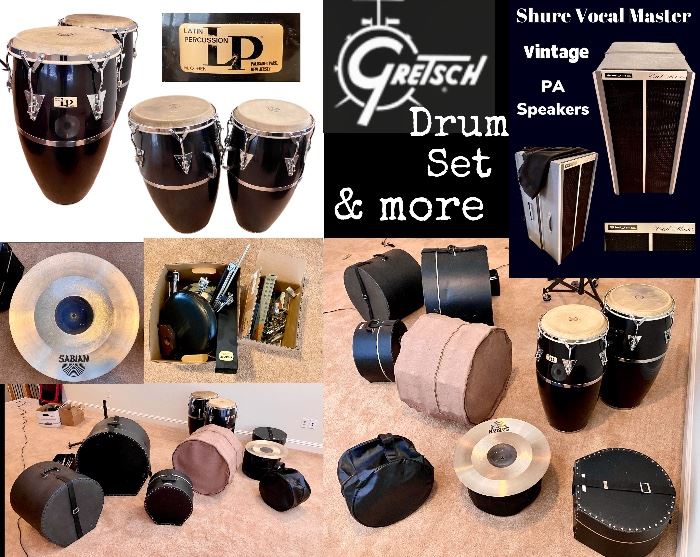 Professional Drums, band Equipment, Gretsch Drum set, cymbals, musical instruments