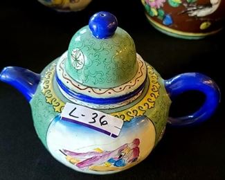 Item # L-36    Chinese Yixing Zisha Clay Teapot Enamel and Hand Painted