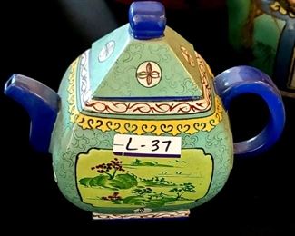 Item # L-37    Chinese Yixing Zisha Clay Teapot Enamel and Hand Painted