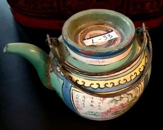 Item # L-33    Chinese Yixing Zisha Clay Teapot Enamel and Hand Painted