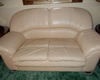 White Leather Love seat