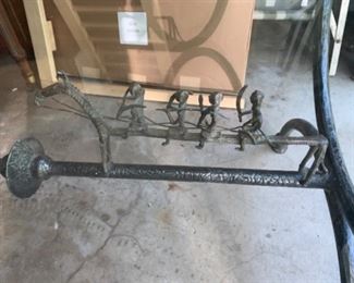 Glass and iron coffee table 