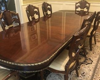Savoy Collection Dining Table - Century Furniture
Fleur De Lis Parcel Gilt Splat Back Farrington Chairs
Table 80 inches (each leave 22 inches) 48 inches Wide