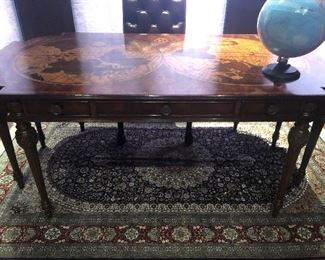 Inlaid World Map Mahogany Desk
Maitland Smith 
72" W x 39" D x 30.5" H
