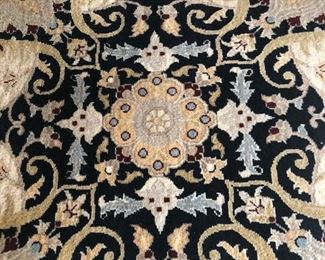 Ivory Persian Tabriz Traditional Style Black Medallion
12 X 9