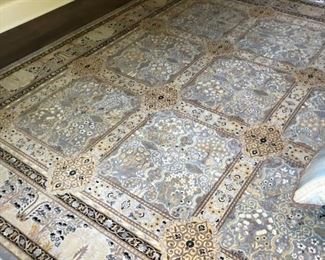 Ivory & Powder Blue Persian Block Panel Traditional Style Rug
10.7 x 9
