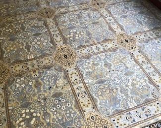 Ivory & Powder Blue Persian Block Panel Traditional Style Rug
10.7 x 9
