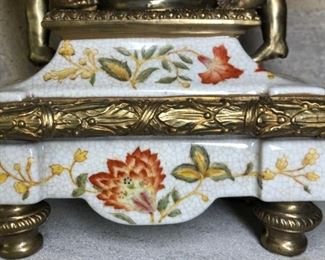 French Style Figural Bronze & Porcelain Clock
