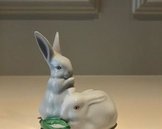 Herend Two Bunnies with Corn
