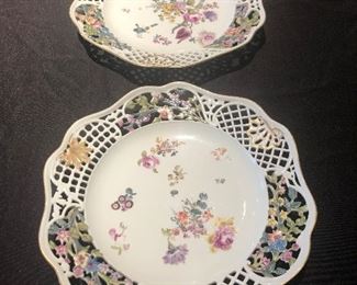 Meissen Floral Retriculated Plates
