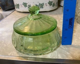 Green Depression Covered Bowl $10.00